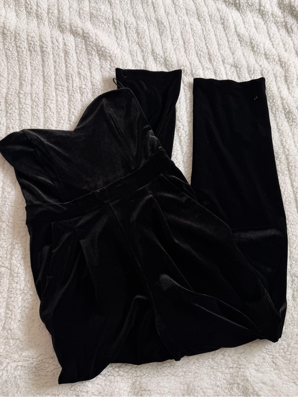 Express Strapless Black Velvet Jumpsuit
